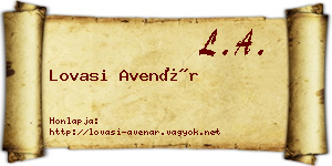 Lovasi Avenár névjegykártya